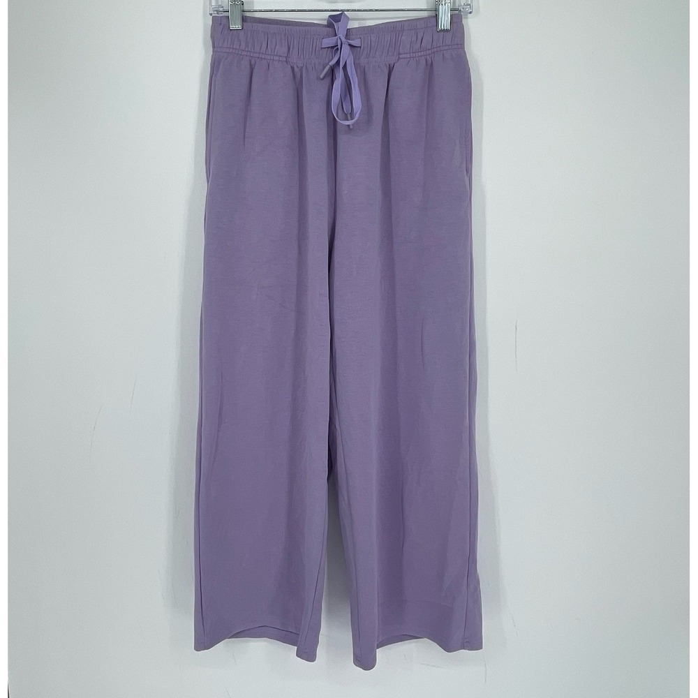 Pinspark Women's Purple Stretch Drawstring Relaxed Wide Leg Lounge Pants Size M